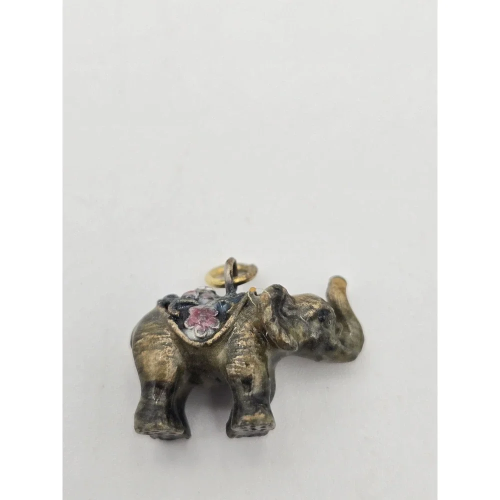 Elephant Ornate Hinged Trinket Box Figurine With Jewelry Charm Jeweled Enamel